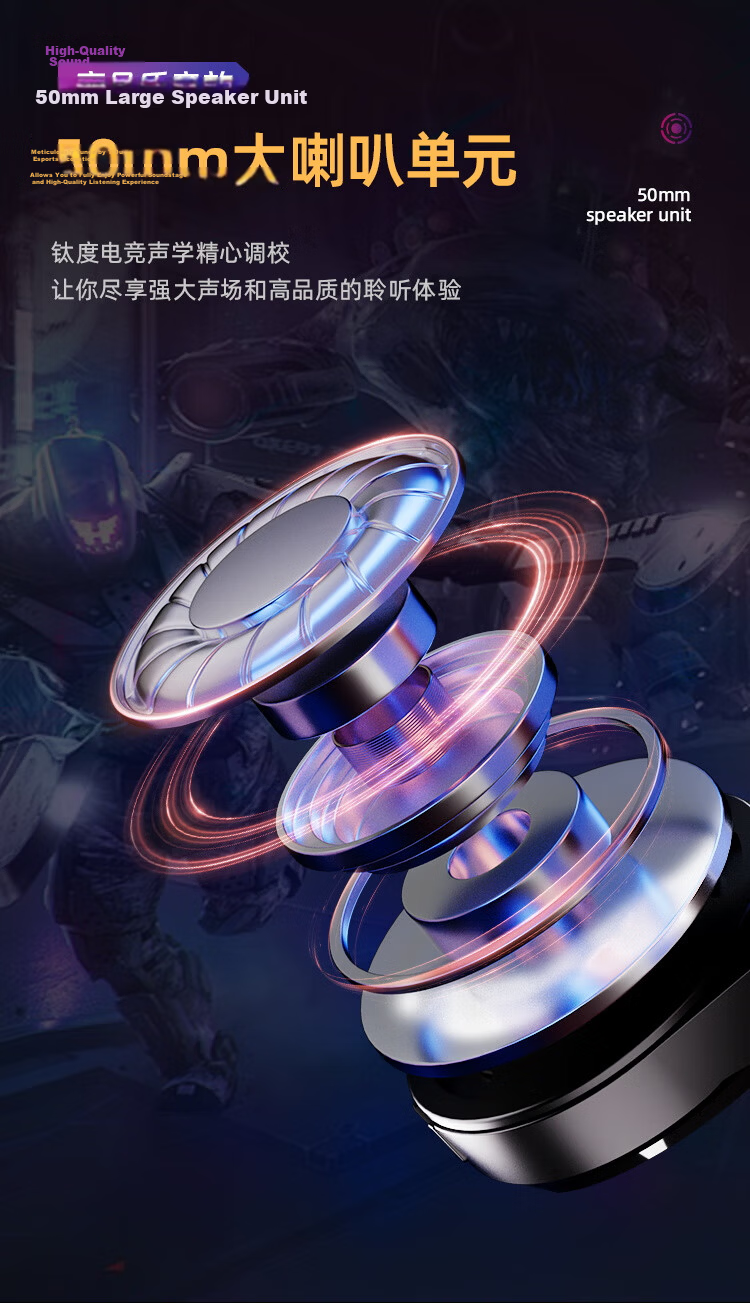 Taidu THS306 Phantom Dragon Eye Gaming Headset Wired USB 7.1 Surround Sound Wing-style Headband PUBG Delta Operation White Blue 8