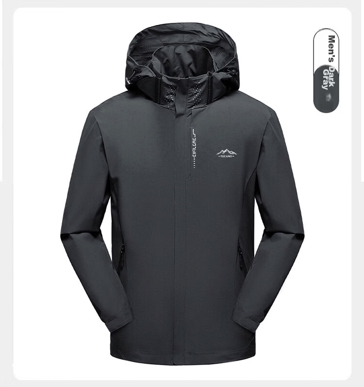 TUCANO Windproof And Waterproof Detachable Hooded Jacket for Men, Outdoor Hiking Sports Coat, Black, Size M 16