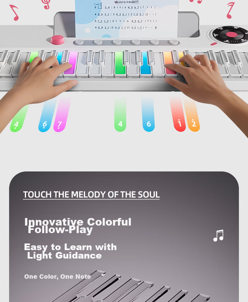 Osage Rainbow Electronic Keyboard Children's Piano Toy Beginner 6-12 Years Educational Toy Girl Birthday School Gift 6