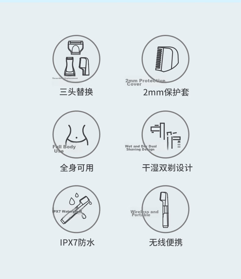 MKS Electric Waterproof Private Area Hair Trimmer Shaver Armpit Leg Sideburns Groomer Anal Body Hair Multifunctional Hair Removal Device NV8618F 3