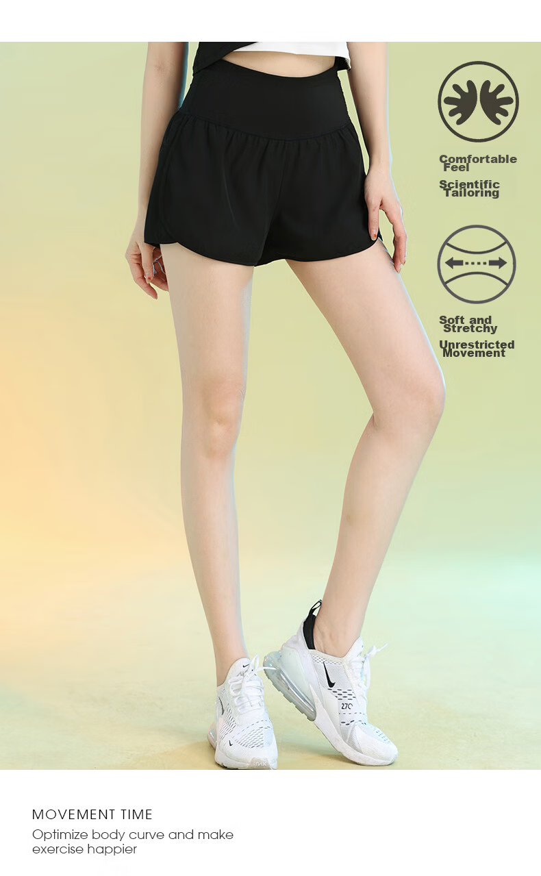 Baisirun Summer Sports Running Shorts for Women with Back Pocket for Phone Quick-Dry Training Straight Fitness Yoga Pants 7