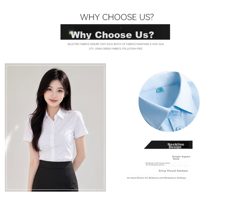 Chaoxu Plus Size Blue Short Sleeve Summer Shirt for Women Business Office Workwear Professional Uniform Breathable Anti-Exposure Top 5