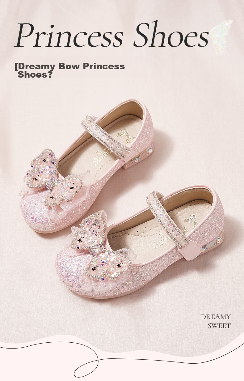 Fulomi Girls Princess Shoes Spring Autumn Children's Sequin Crystal Flats Performance Dress Shoes Light Gold Size 32 1