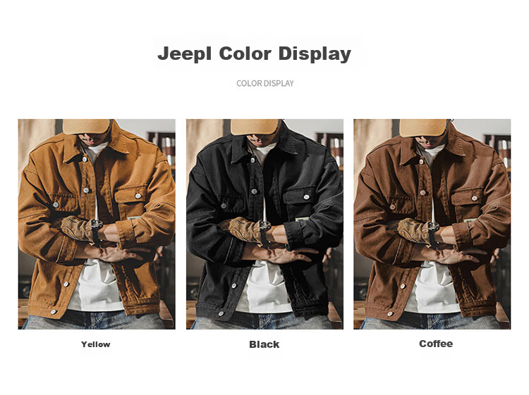 JEEP Men's Jacket Spring Autumn Casual Workwear Loose Fit Cotton Shirt Black 4XL 7