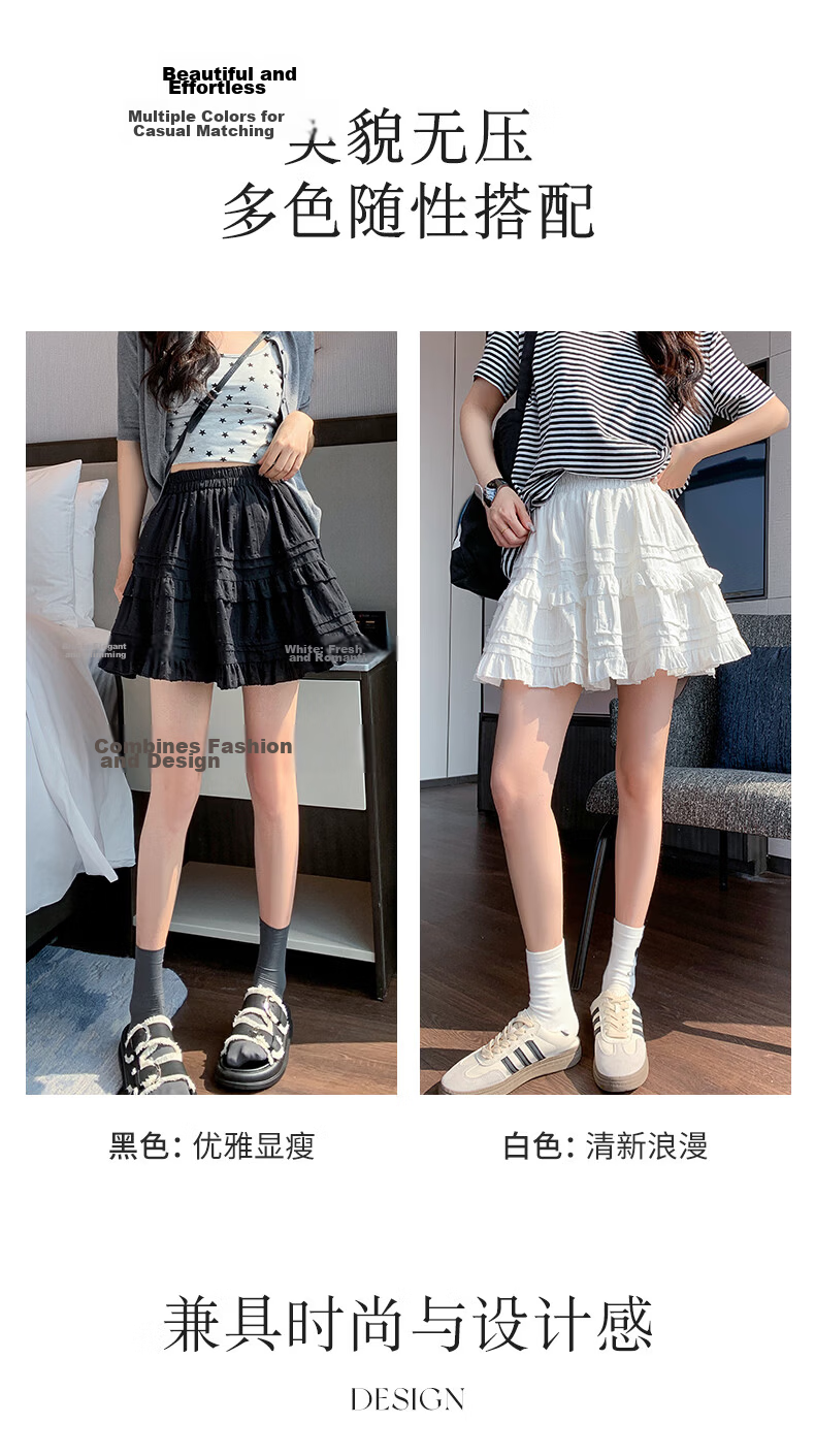 Borui Lace Short Skirt Women's Spring Summer 2026 New Puff Cake Skirt A-Line Ballet White Half Skirt 3