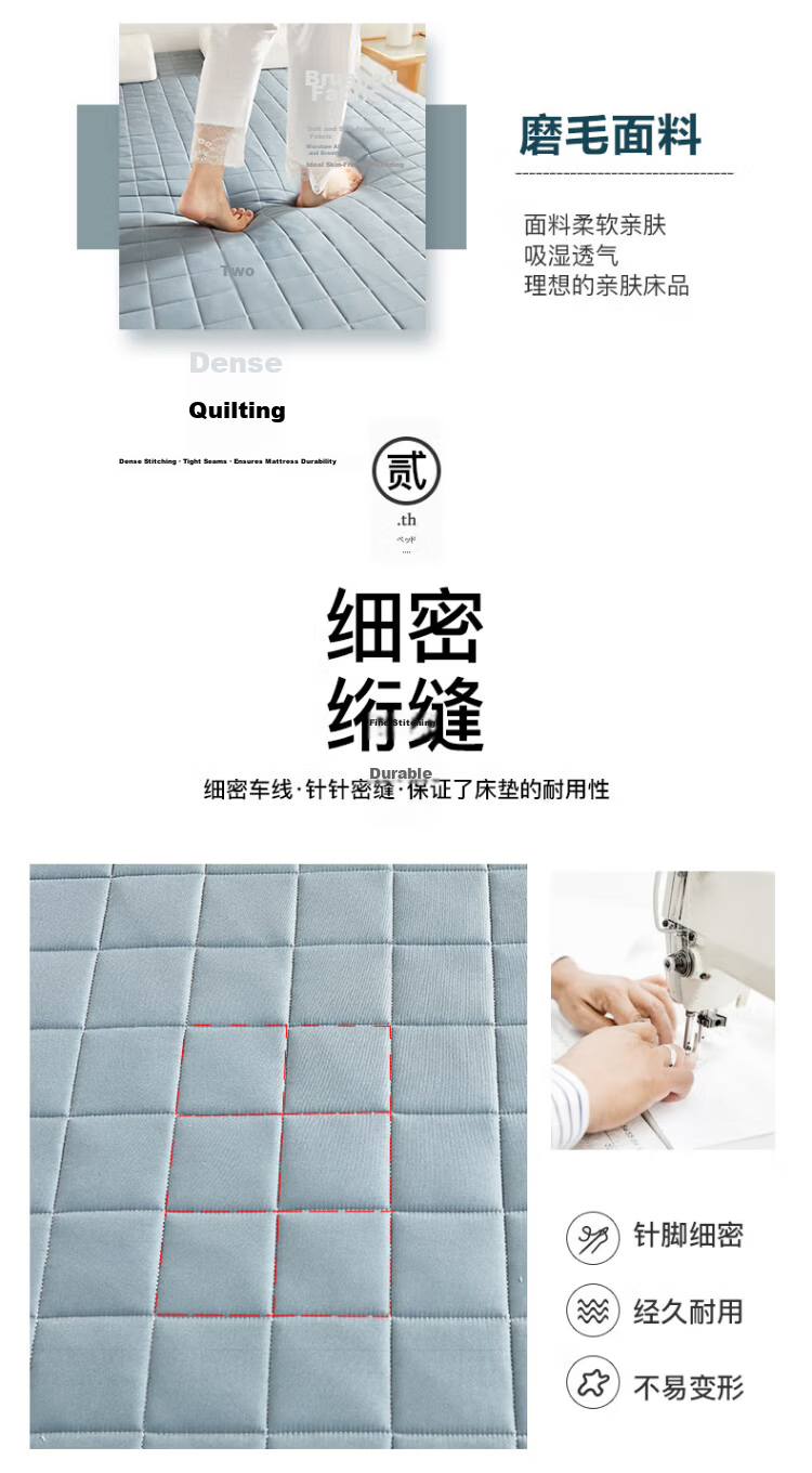 Nanjiren Mattress, Antibacterial Bed Pad, 1.5x2 Meters, All-Season Breathable Soft Pad, Foldable Mattress Topper 4