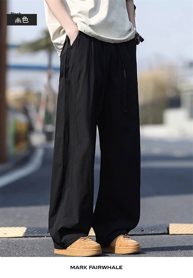 MARK FAIRWHALE Men's Ice Silk Thin Summer American Style Wide-Leg Casual Straight-Leg Sports Pants Youth Long Pants 17