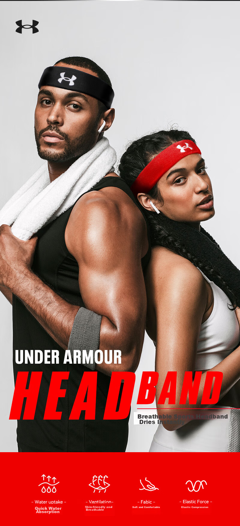 Under Armour Sports Headband for Men And Women, Sweat-Absorbing Band, Running Sweat-Guiding Headband, Basketball Sweat-Proof Headband, Forehead Protector, Blue 2
