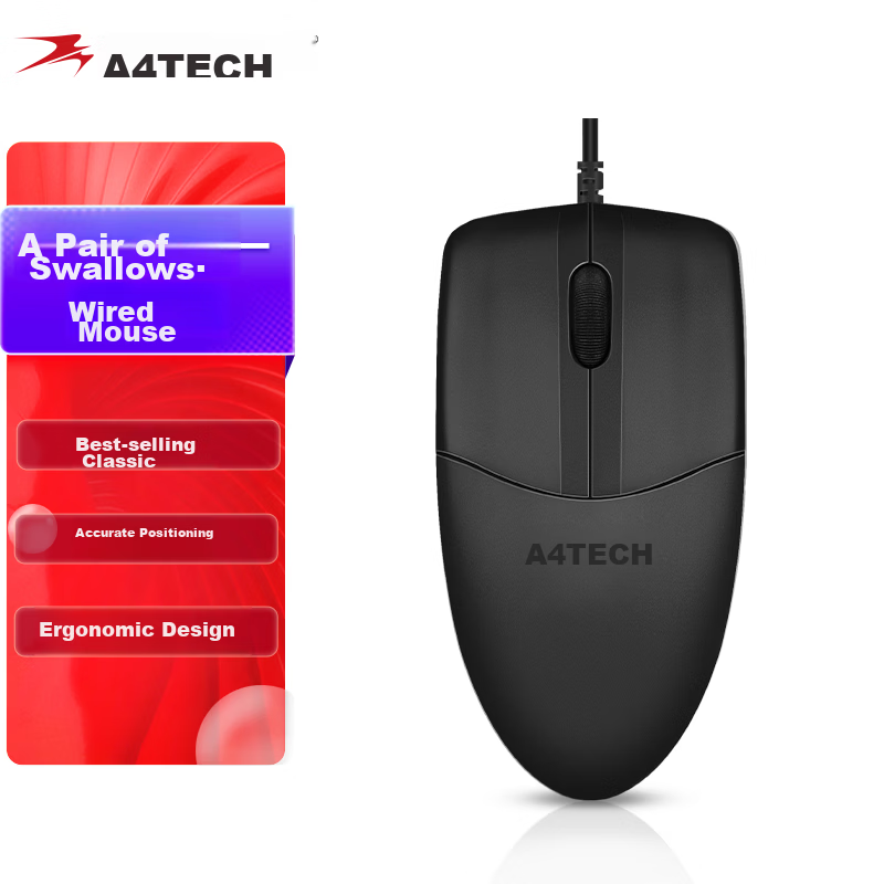 A4TECH G3-760N Large Symmetrical Wireless Office Mouse Wireless Peripheral Computer Mouse Replaceable Battery Wireless Mouse Laptop Universal Black Wireless