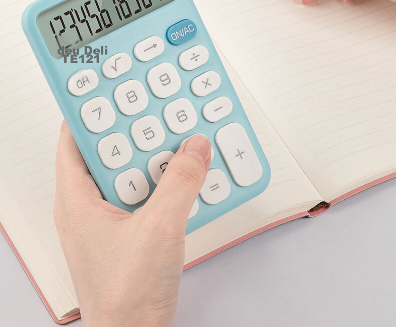 Deli Lightweight Portable Calculator 12-Digit Display Financial/Personal Calculator for Kids Office/Study Supplies TE121 Yellow 16