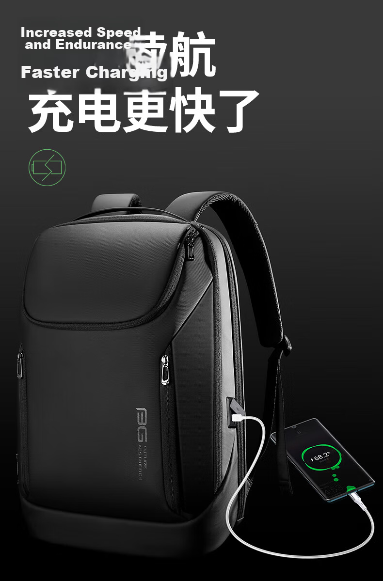 Bange Men's Large Capacity Backpack Business Travel Bag College Student 17.3-inch Laptop Backpack Double Shoulder Bag Black Gift 7
