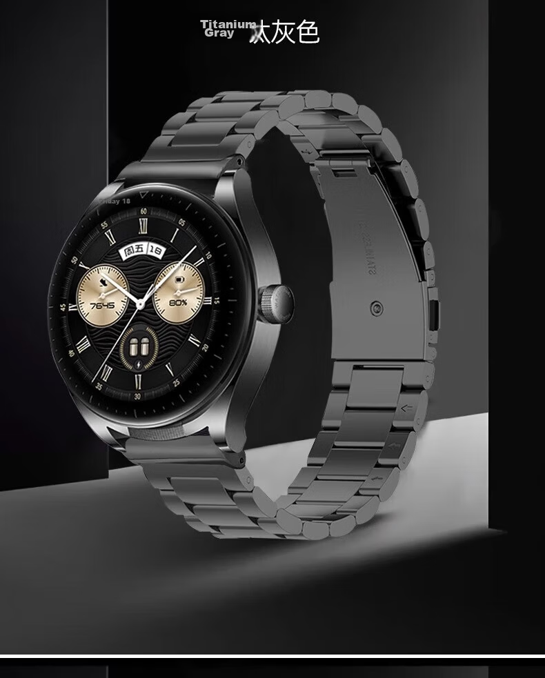 XUANDAI Compatible with WATCH Buds2 Titanium Metal Strap, Pure Titanium Alloy, Buds Two-In Earphones Watch GT5 Business GT3Pro Men's Watch 4 Wristband GT6 Universal - 22mm 18