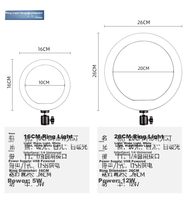 LATZZ 26cm LED Ring Light Live Streaming Fill Light Beauty Light Photography Large Aperture Soft Light Outdoor Desktop Phone Studio Lighting for Influencers 23
