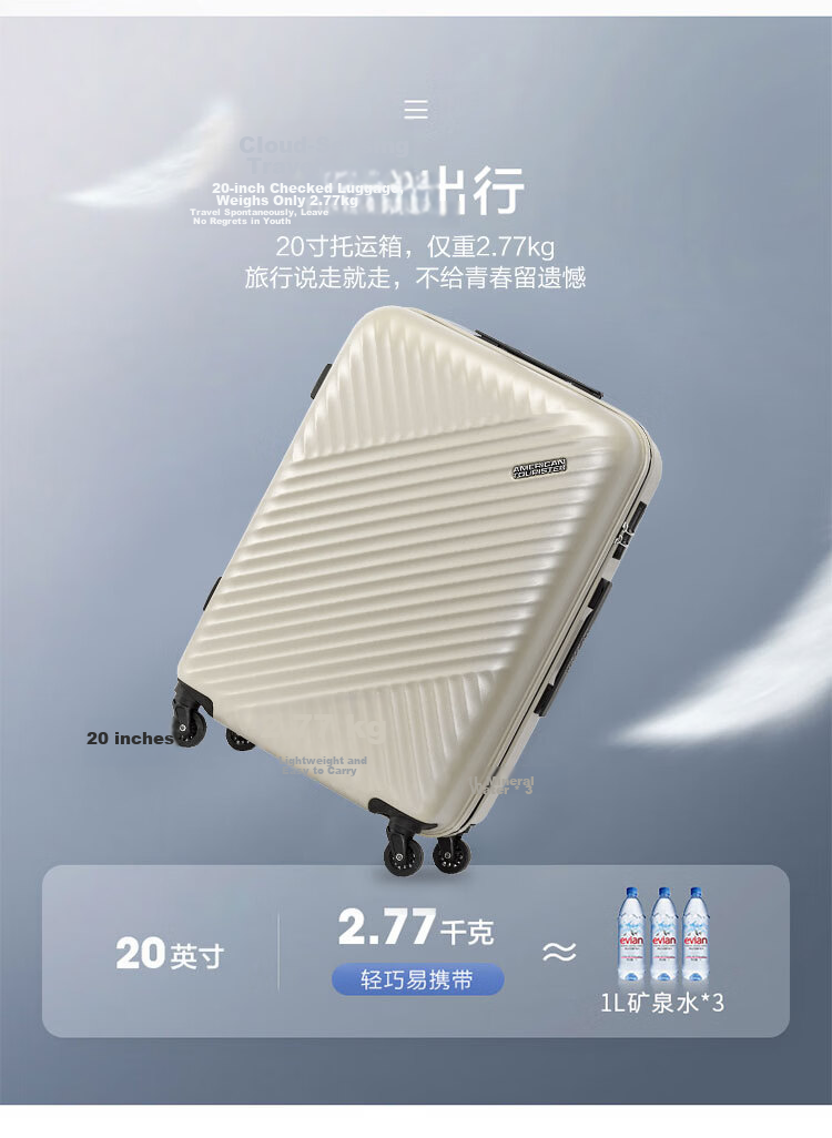 AMERICAN TOURISTER Luggage, 24-Inch Trolley Suitcase, Large Capacity, Student Travel Case, Stylish Password Lock, TV7 White 3
