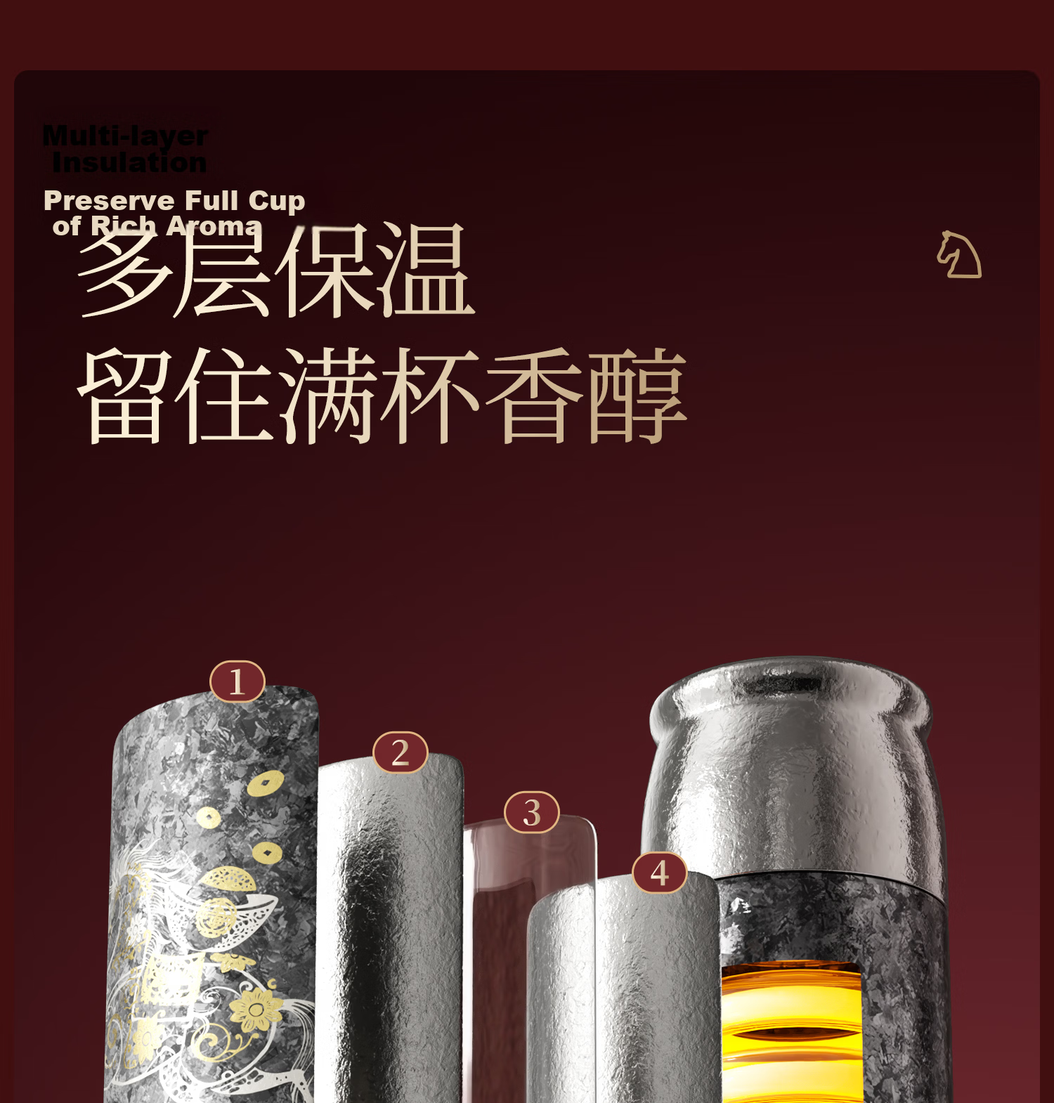 Dakama Year of the Horse Limited Edition Pure Titanium Stew Tea Cup Men's Business Tea Water Separation Brewing Cup High-Value Insulated Hot and Cold Gift Titanium Cup 13