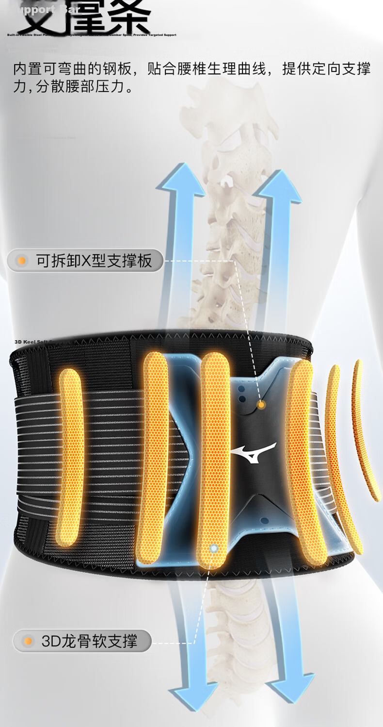MIZUNO Lumbar Support Belt for Herniated Disc, Breathable Thin Waist Brace for Prolonged Sitting, Sports Fitness Back Support for Lumbar Muscle Strain 7