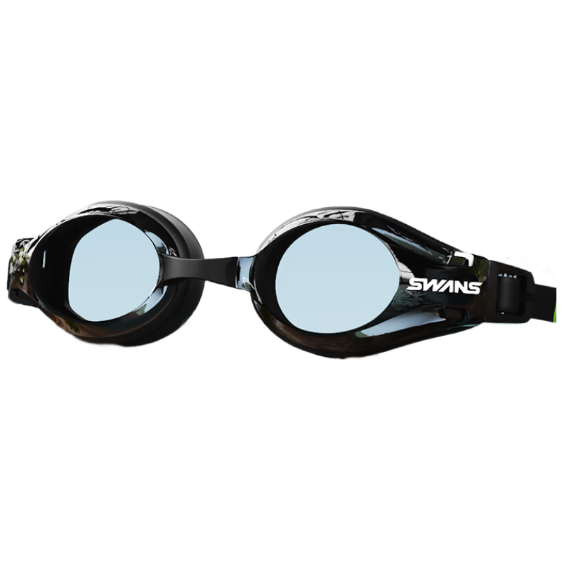 SWANS Swimming Goggles Japan Imported Waterproof Anti-Fog Clear Flat Lens Coated Swimming Glasses Unisex FOX2M-1 Black