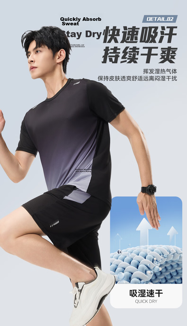 VICTORIATOURIST Sports Set for Men And Women, Indoor Fitness Wear, Quick-Dry Short-Sleeve T-Shirt, Badminton And Basketball Training Shorts, Running Gear 5