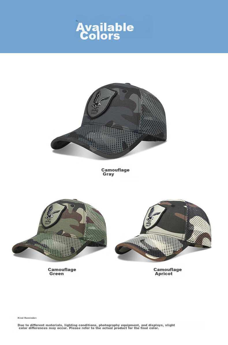 JEEP Men's Summer Mesh Baseball Cap Outdoor Sunshade Casual Sports Hat A0610 12
