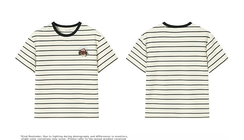 TonLion 2026 Summer New Women's Short Sleeve T-Shirt Casual High-End Summer Striped Loose Top 3