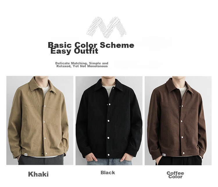 MARK FAIRWHALE Men's Jacket Spring and Autumn Trendy Casual Simple Fashion Versatile Khaki XL 9