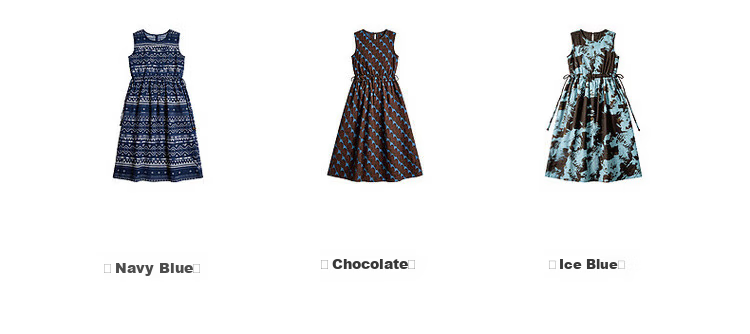 Demana [Artistic Forest Girl] Summer Ethnic Style Printed Round Neck Sleeveless Drawstring Slim Fit Dress for Women Premium Quality 23