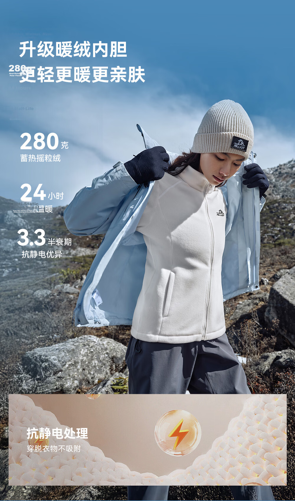 Pelliot Zhao Lusi Same Style Shan Ye Classic 2.0 Three-In Jacket, Autumn And Winter Women's Waterproof Coat, 12340106, White, Size L 8