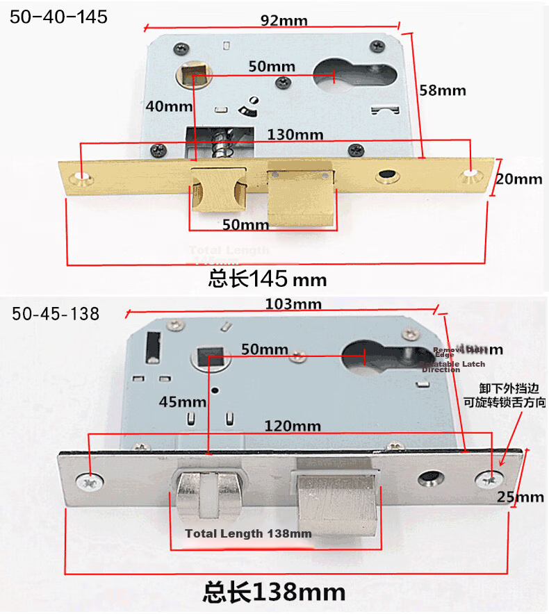 HOTUN Door Lock for Indoor Bedroom Doors, Adjustable Size, Suitable for Bathroom Solid Wood Doors, Universal Handle KTS01-160 9