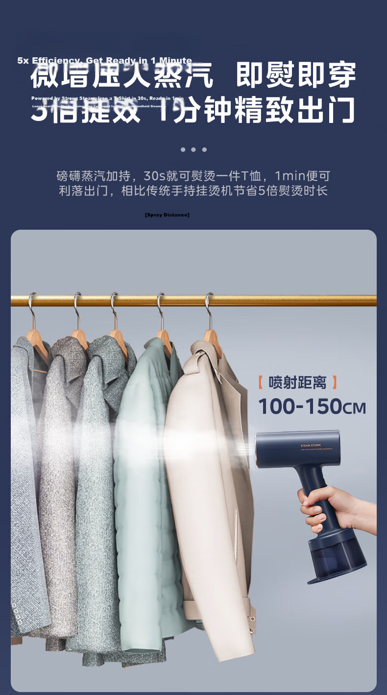 Midea New Generation Titanium Suction Handheld Garment Steamer / Electric Iron 23g/min High Steam Home Small Ironing Machine Mite Removal YBD15XT 9