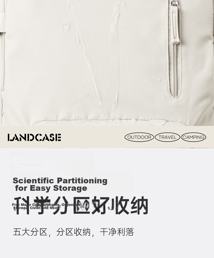 Landcase Backpack Travel Bag Women Large Capacity Double Shoulder Bag Men Short Trip Multi-functional Laptop Bag 5162 Beige Small Size 11