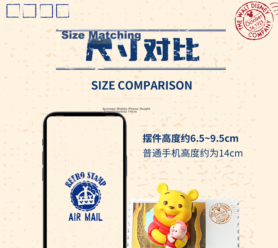 MINISO Disney Retro Stamp Series Blind Box Figurine, Children's Toy, Peripheral Desktop Decoration, Birthday Gift for Wome 12