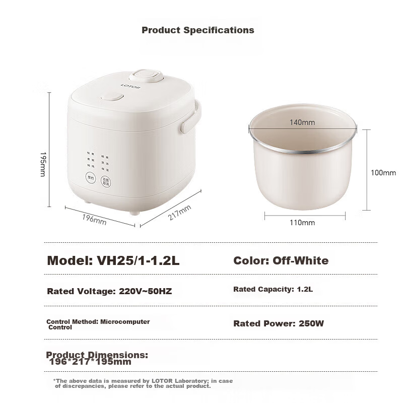 LOTOR Mini Rice Cooker Household Small Electric Rice Cooker Steaming and Cooking 2-3 People 1.2L Single Meal Firewood Rice 2026 New Model 19