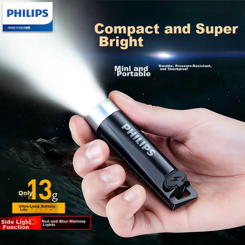 PHILIPS Flashlight High Brightness Keychain Warning Light Portable Outdoor Mini Emergency Lamp SFL1121