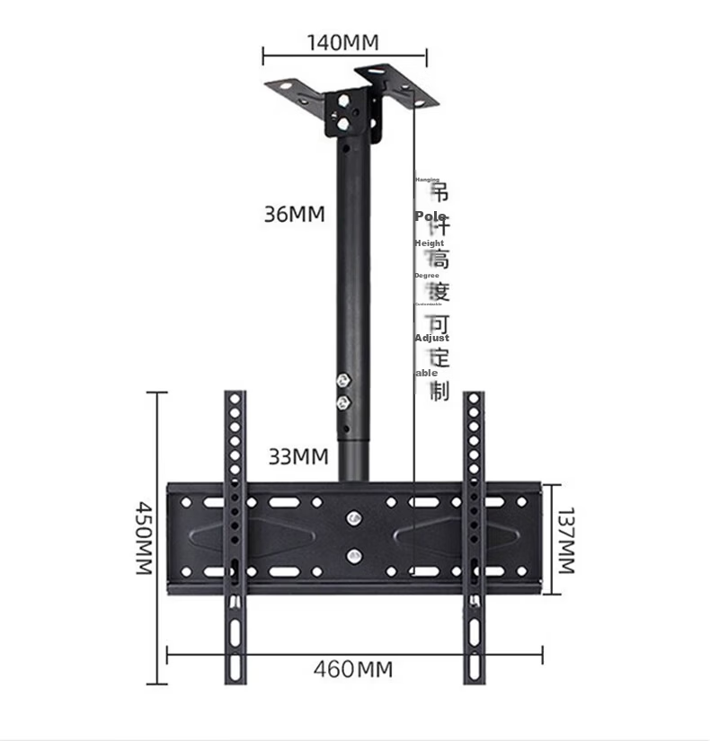 Beishi TV Mount Bracket, Universal for 32-75 Inch TVs, Wall-Mounted Rotating Bracket, 360-Degree Rotation, Ceiling Mount for TVs, 2 Meters 15