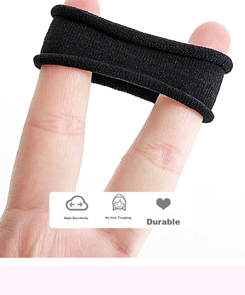 BAISHANGYITE Seamless Black Hair Ties 30-Pack Nylon High Elastic Hair Bands Hair Elastics 30 Pieces 6