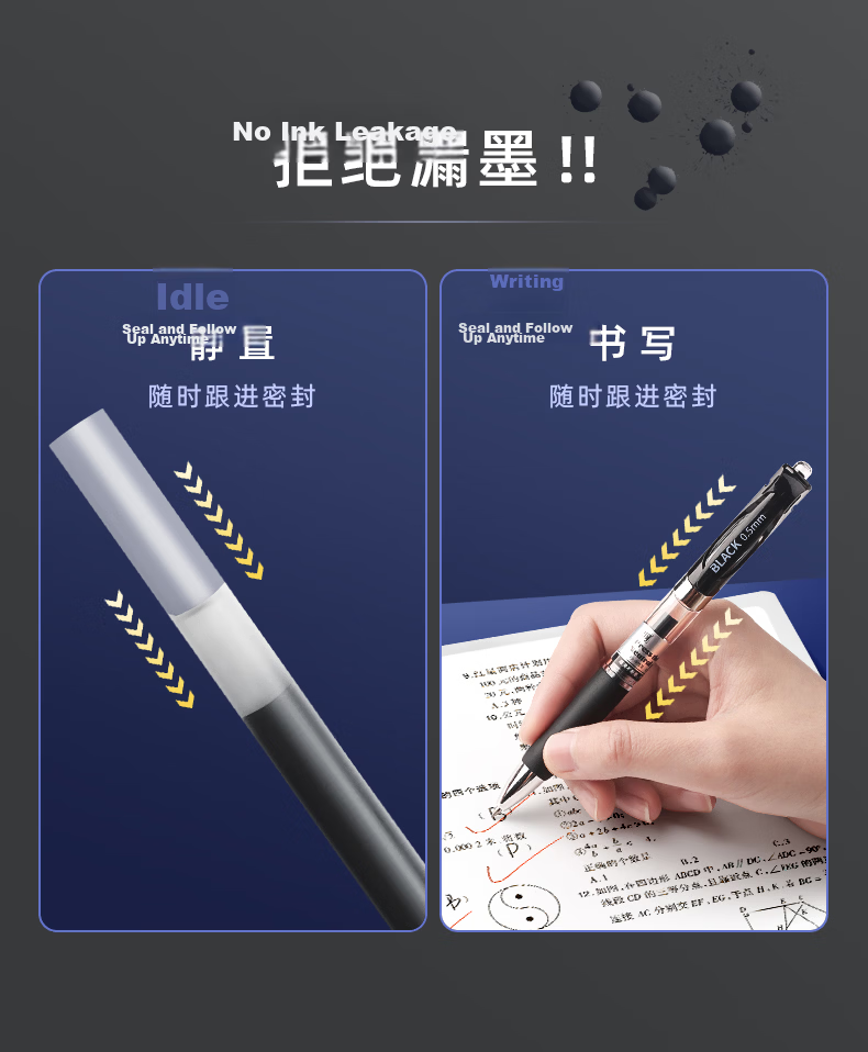 Jinzhi Retractable Gel Pen, Black, 20 Pcs/0.5mm, Classic Bullet Tip, Conference Signing Pen, Black Ink, Carbon-Based Retractable Pen, Back-To Essential 9