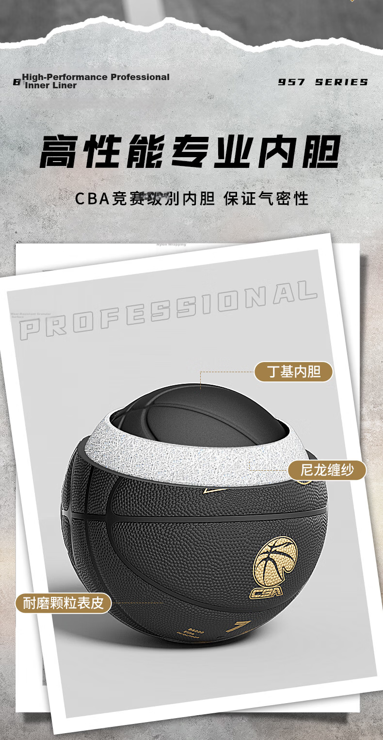 LI-NING 957 Basketball Size 7 Dustproof Wear-Resistant Non-Slip Gift Street Indoor Outdoor 20K Competition Special Wade Series 5