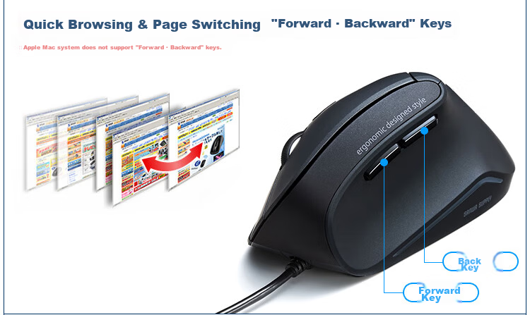 SANWA Mid-Hand Wireless Bluetooth Dual-Mode Mouse Ergonomic Vertical Grip Silent Office Gaming Rechargeable Blue Light LED Adjustable DPI 6-Button Matte 6