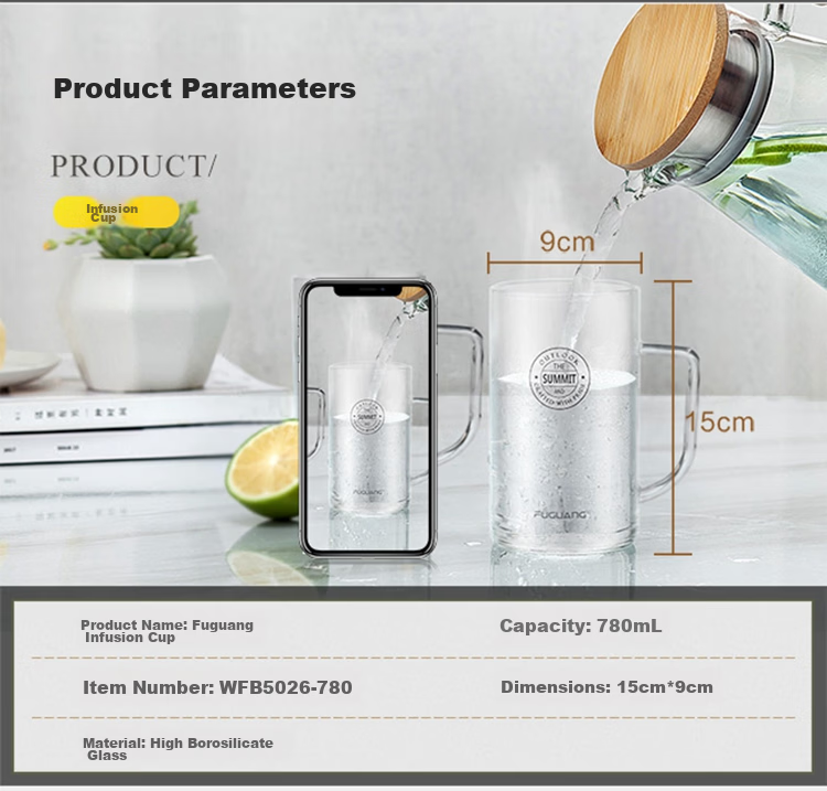 Fuguang Heat-Resistant Large Capacity Explosion-Proof Glass Flower Tea Cup with Handle for Men and Women, Coffee Office Water Mug 8