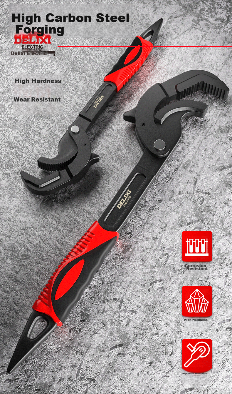 DELIXI Universal Wrench Tool Set, Adjustable Spanner, Multi-Functional Quick Wrench 3