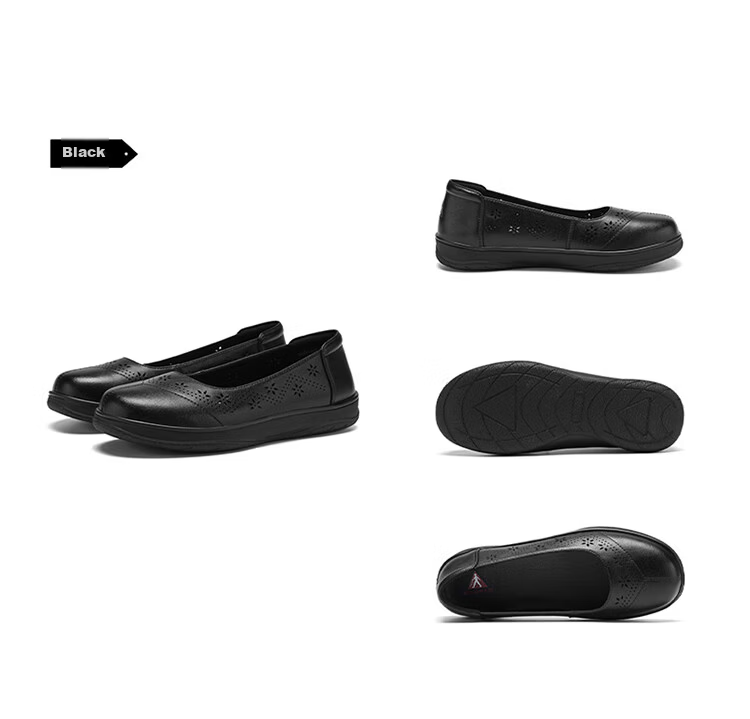 Zulijian Elderly Shoes [520 Gift for Mom] Women's Breathable Loafers 6032K Black Size 38 14