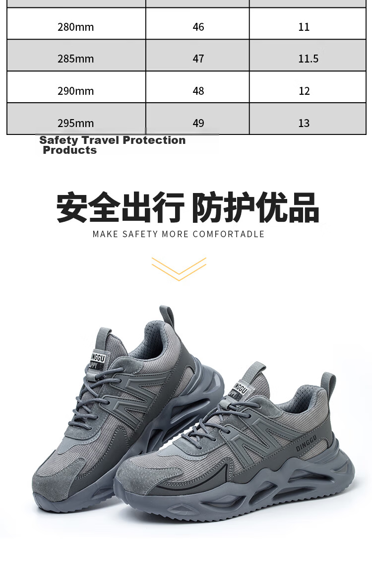 Dinggu Safety Shoes for Men, Work Boots for All Seasons, Construction Site Shoes, Anti-Smashing, Anti-Puncture Steel Toe, Lightweight, 953hui43 8