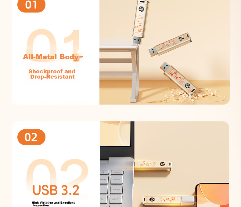 HP 64GB USB3.2 Flash Drive + Apple Adapter + Anti-Loss Strap, Xinxiangshicheng Large Capacity USB Drive, Universal Thumb Drive for Study, Office, Bidding, Mobile Phones, Computers, And Car Use 4