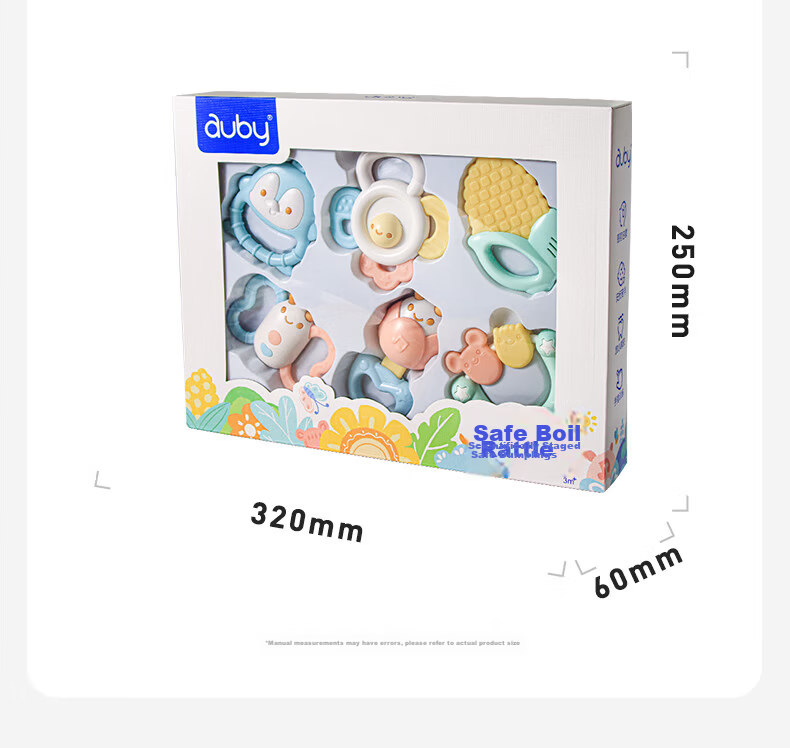 Auby Infant Baby Rattle Teether Toy for Newborns 0-1 Year Chewable Grasping Training Full Moon Gift 27