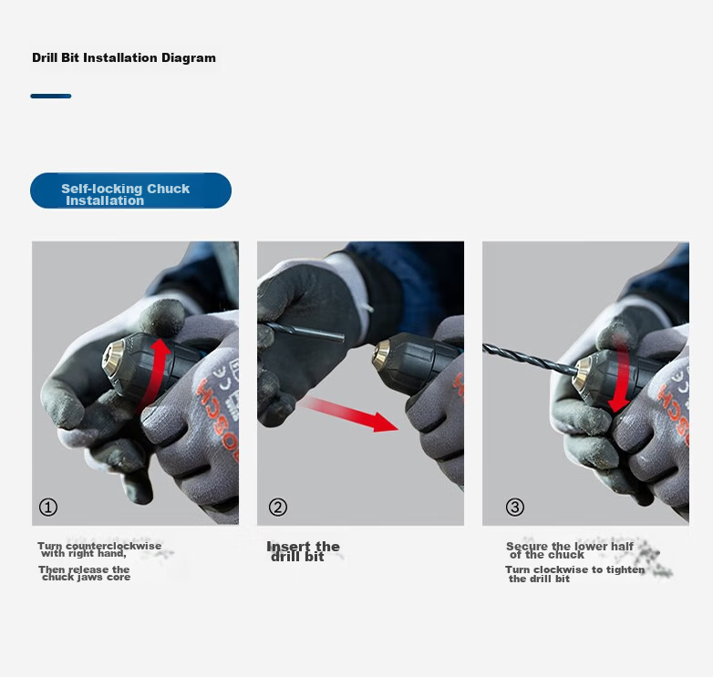 BOSCH Cordless Drill Driver for Wood and Metal Drilling and Screw Driving 400W GBM 400 KLE with Self-Locking Chuck 5