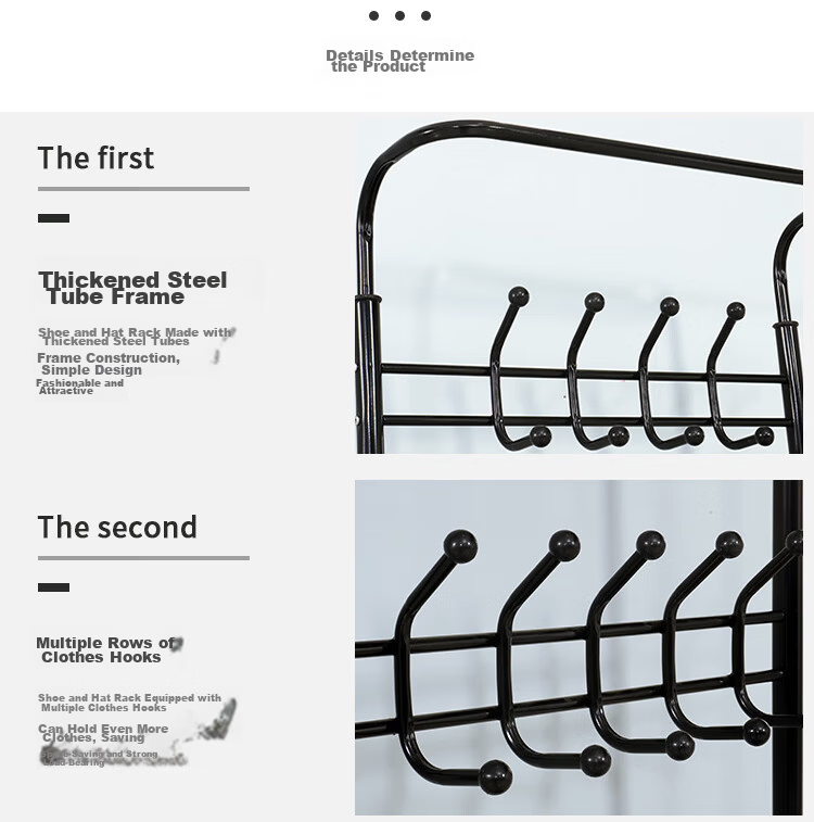 ANERYA Metal Floor Coat Rack Shoe Rack Modern Minimalist Iron Clothes Hanger Home Storage Rack 65 Black 13