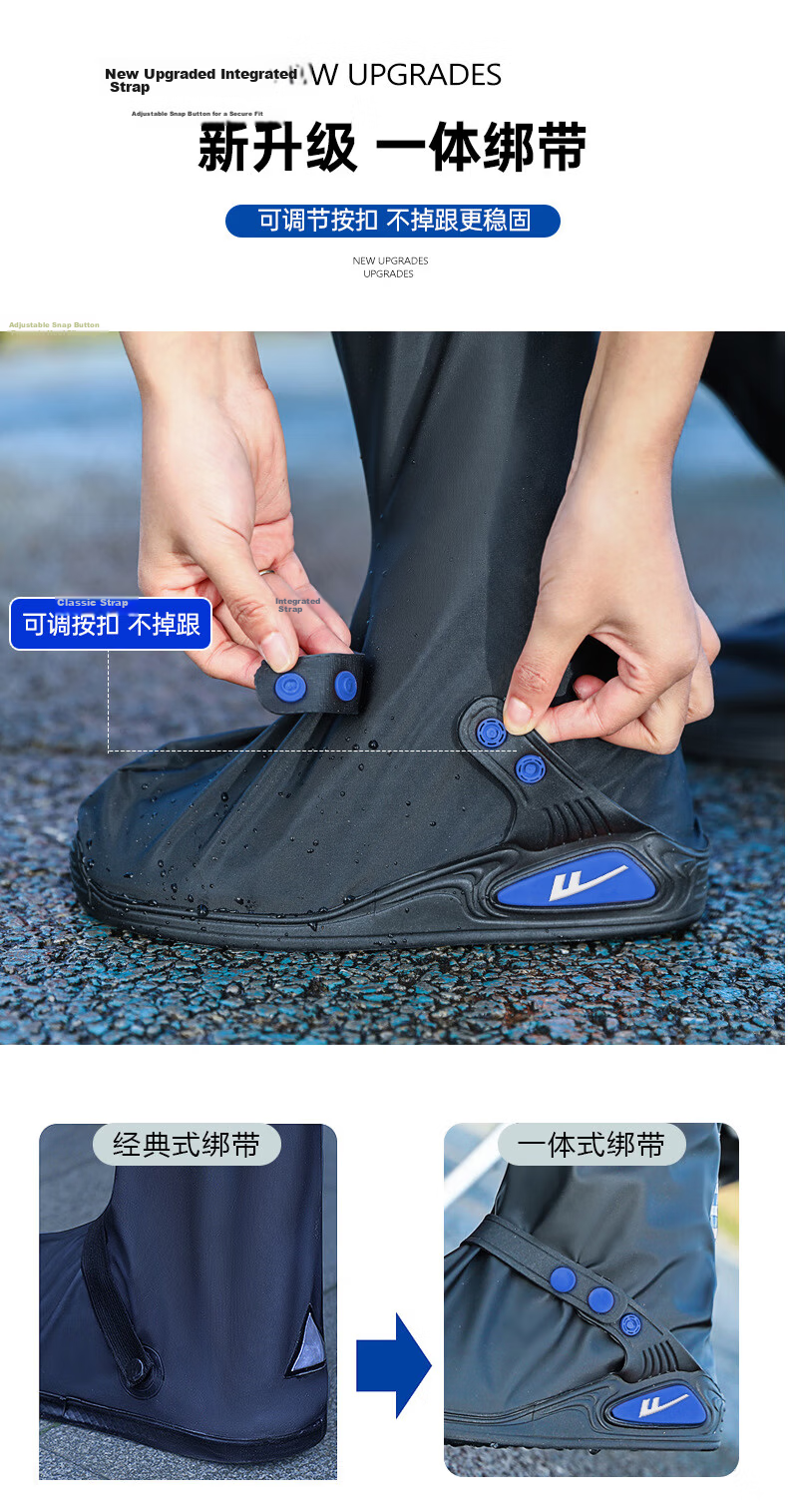 Warrior Rain Shoe Covers for Men, Women And Children, Thickened Wear-Resistant Waterproof Non-Slip Rain Shoe Covers HXL239 Transparent 2XL 4