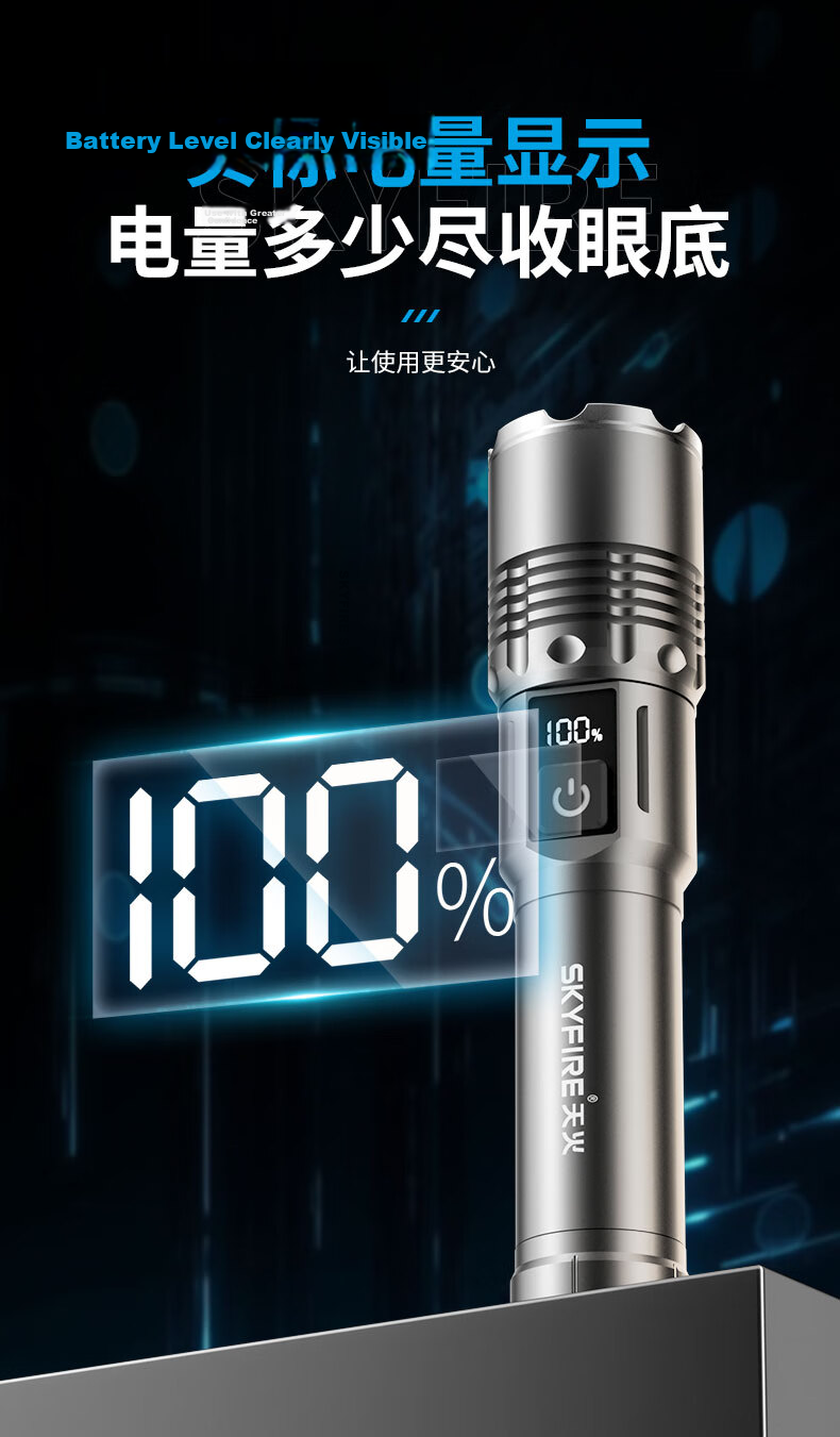 SkyFire Flashlight: Powerful Beam, Long Battery Life, Compact Headlamp, Mini Portable Ultra-Bright LED, Military-Grade Rechargeable Outdoor Special 11