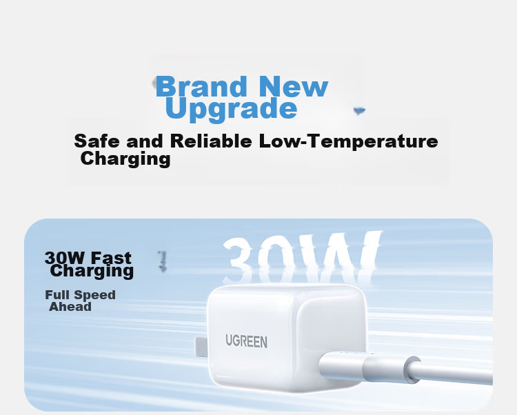 UGREEN Apple Charger PD30W Compatible with IPhone 17 Charger, Type-C GaN Fast Charging Adapter for IPhone 17 Pro Max/16/15 Air, Huawei Phones, IPad Tablets 3