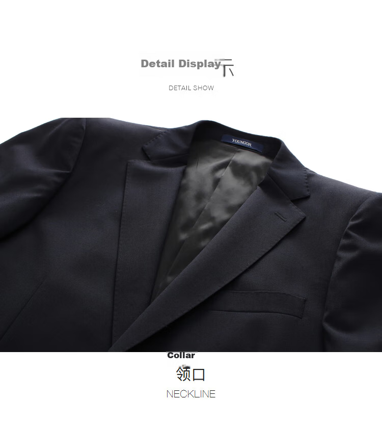 YOUNGOR Men's Autumn Winter Business Fashion Wool Formal Suit Navy Jacket 165C165/96A 30